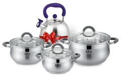 Купить Набор посуды LARA LR02-92 Bell PROMO + чайник LARA LR00-61, 7 предметов / Народный дискаунтер ЦЕНАЛОМ
