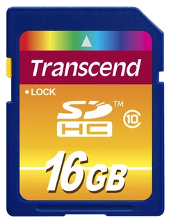 Карта памяти MicroSD Transcend 16Gb Class 10 + адаптер SD
