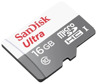 Карта памяти MicroSD SanDisk Ultra 16Gb Class 10 + адаптер SD 
