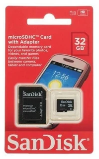 Карта памяти MicroSD SanDisk 16Gb (SDSDQM-016G-B35A) Class 4 + адаптер SD 