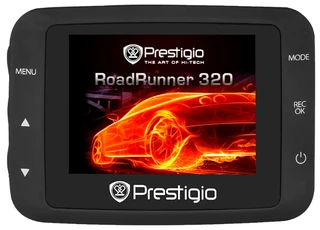 Видеорегистратор PRESTIGIO RoadRunner 320 (запись видео 1920x1080 при 25 к/c, ЖК-экран 2", аккумулятор, угол обзора 90°, микрофон, microSD 