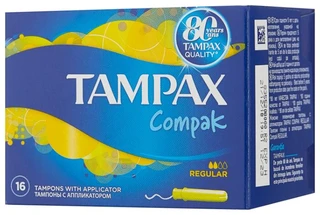 TAMPAX Compak Тампоны женские гигиенические с аппликатором Regular Duo 16шт ПрепакКороб 