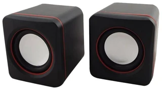 Колонки 2.0 Oklick OK-301, черный/красный, стерео, 10-20000Гц, 2x1,25 Вт, пластик, питание от USB 
