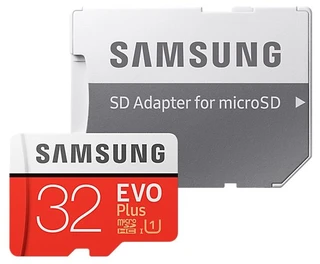 Карта памяти microSDHC Samsung EVO Plus 32GB + SD adapter (MB-MC32GA) 