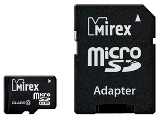 Карта памяти MicroSDHC Mirex 4Gb Class 10 + адаптер SD 