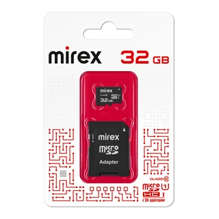 Карта памяти microSDHC Mirex 32 ГБ + адаптер SD 