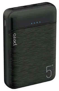 Внешний аккумулятор PERO PB01, 5000 мАч, черный 