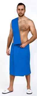 Набор для бани и сауны мужской АРТПОСТЕЛЬ Синий: килт+полотенце 145х70 см, вафельное полотно 
