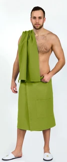 Набор для бани и сауны мужской АРТПОСТЕЛЬ Фисташка: килт+полотенце 145х70 см, вафельное полотно 