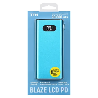 Внешний аккумулятор TFN Blaze LCD, 20000 мАч, голубой 