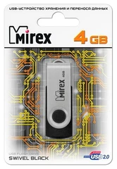 Купить USB-накопитель Mirex Swivel 4 ГБ, USB 2.0, черный / Народный дискаунтер ЦЕНАЛОМ