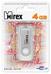 Купить USB-накопитель Mirex Swivel 4 ГБ, USB 2.0, белый / Народный дискаунтер ЦЕНАЛОМ