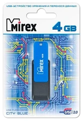Купить USB-накопитель Mirex City 4 ГБ, USB 2.0, синий / Народный дискаунтер ЦЕНАЛОМ