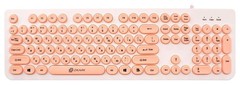 Купить Клавиатура проводная OKLICK 400MR White-Pink USB slim Multimedia / Народный дискаунтер ЦЕНАЛОМ