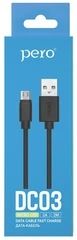 Купить Кабель PERO DC-03 USB-A 2.0 - micro USB, 2 м, 2 A, черный / Народный дискаунтер ЦЕНАЛОМ