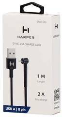 Купить Кабель Harper STCH-590 USB 2.0 Am - Lightning 8-pin, 1 м, черный / Народный дискаунтер ЦЕНАЛОМ