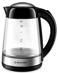 Купить Чайник BRAYER BR1012BK, черный/серебристый / Народный дискаунтер ЦЕНАЛОМ