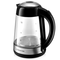 Купить Чайник BRAYER BR1012BK, черный/серебристый / Народный дискаунтер ЦЕНАЛОМ