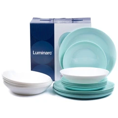 Купить Набор столовой посуды Luminarc Diwali Light Turquoise and White 18пр / Народный дискаунтер ЦЕНАЛОМ