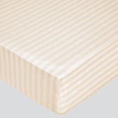 Купить Простыня на резинке Миланика Бежевый 90х200х20 см, поплин-страйп / Народный дискаунтер ЦЕНАЛОМ