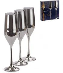Купить Набор бокалов для шампанского Luminarc Celeste Shiny Graphite 3пр 0.16л / Народный дискаунтер ЦЕНАЛОМ
