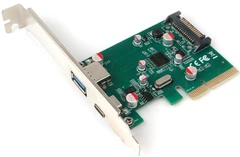 Купить Контроллер Gembird SPCR-02 PCI-Ex1 USB 3.1, 1xUSB-A + 1xType-C / Народный дискаунтер ЦЕНАЛОМ