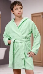 Купить Халат махровый детский Ментол, размер: 26, с капюшоном / Народный дискаунтер ЦЕНАЛОМ