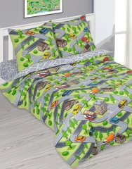 Купить Комплект постельного белья АРТПОСТЕЛЬ Автодром 1.5-спальный, бязь, наволочки 70х70 см / Народный дискаунтер ЦЕНАЛОМ