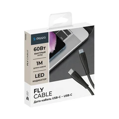Купить Кабель Deppa Fly USB-С - USB-С, 1 м, 60 Вт,  черный / Народный дискаунтер ЦЕНАЛОМ