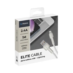 Купить Кабель Deppa Elite USB-A 2.0 - Lightning, 1 м, 2.4 А, белый (72508) / Народный дискаунтер ЦЕНАЛОМ