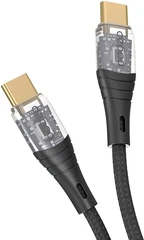 Купить Кабель Deppa Crystal USB-C - USB-C, 1 м, 2.4 А, черный / Народный дискаунтер ЦЕНАЛОМ