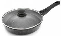 Купить Сковорода Нева Металл Мраморная, 24 см, с крышкой, со съемной ручкой / Народный дискаунтер ЦЕНАЛОМ