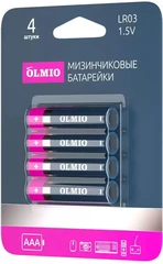 Купить Батарейка AAA OLMIO LR03-4BL / Народный дискаунтер ЦЕНАЛОМ