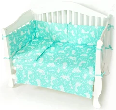 Купить Комплект постельного белья АРТПОСТЕЛЬ Динопарк, Яселька, бязь, подушка 40х60 см, бортики на завязках / Народный дискаунтер ЦЕНАЛОМ