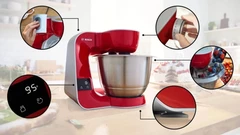 Купить Кухонная машина Bosch MUM5X720, красный/серебристый / Народный дискаунтер ЦЕНАЛОМ