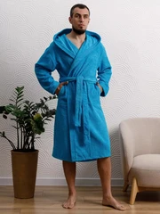 Купить Халат махровый Голубой, размер: 56-58 / Народный дискаунтер ЦЕНАЛОМ