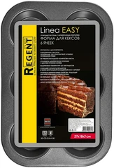 Купить Форма для кексов Regent inox Linea EASY 93-CS-EA-4-08, 27х18х3 см / Народный дискаунтер ЦЕНАЛОМ