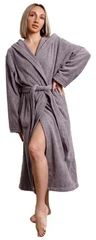 Купить Халат махровый Светло-серый, размер: 40-42, с капюшоном / Народный дискаунтер ЦЕНАЛОМ