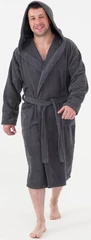 Купить Халат махровый Темно-серый, размер: 40-42, с капюшоном / Народный дискаунтер ЦЕНАЛОМ