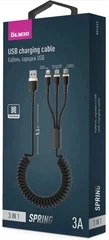 Купить Кабель OLMIO Spring 3 in 1 USB-A 2.0 - micro USB/USB-C/Lightning, 1.5 м, 3 А, черный / Народный дискаунтер ЦЕНАЛОМ