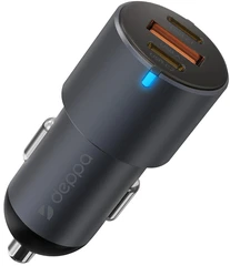 Купить Автомобильное зарядное устройство Deppa USB-A + 2xUSB-C, серый / Народный дискаунтер ЦЕНАЛОМ
