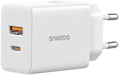 Купить Сетевое зарядное устройство Baseus Cube USB-C+A, белый / Народный дискаунтер ЦЕНАЛОМ