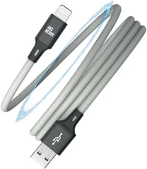 Купить Кабель Aksberry X164 Magnetic USB-A 2.0 - Lightning, 1 м, 2.4 А, серый / Народный дискаунтер ЦЕНАЛОМ