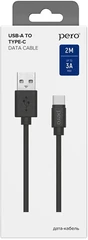 Купить Кабель PERO DC-03 Fast Charge USB-A 2.0 - USB-C, 2 м, 3 А, черный / Народный дискаунтер ЦЕНАЛОМ