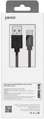 Купить Кабель PERO DC-03 Fast Charge USB-A 2.0 - USB-C, 2 м, 3 А, черный / Народный дискаунтер ЦЕНАЛОМ