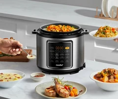 Купить Мультиварка-скороварка Comfee CF-MC9508, серебристый/черный / Народный дискаунтер ЦЕНАЛОМ