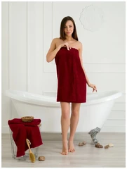 Купить Парео махровое женское Бордовый 80х160 см / Народный дискаунтер ЦЕНАЛОМ