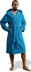 Купить Халат махровый Светло-синий, размер: 52-54, с капюшоном / Народный дискаунтер ЦЕНАЛОМ
