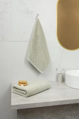 Купить Полотенце Fine Line Жемчужная коллекция зеленый чай 50х90 см, махра / Народный дискаунтер ЦЕНАЛОМ