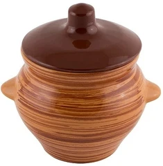 Купить Горшок для запекания Борисовская керамика Полосы, коричневый / Народный дискаунтер ЦЕНАЛОМ